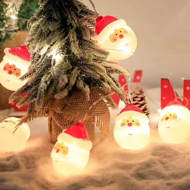 

Рождественские гирлянды на батарейках светодиодный гирлянда Санта Клаус Снеговик сказочные огни Рождественская елка Новогодние украшени...