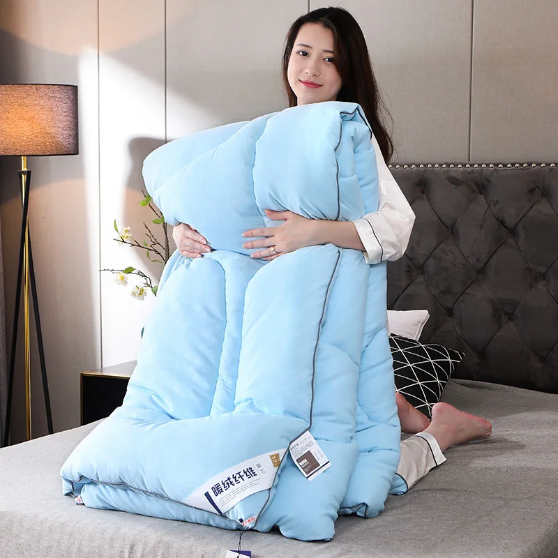 

White Goose Down Quilt Solid Color Sanding Comforter Thick En Winter Bedding Warm Quality Quilt Autumn Blanket with Filling