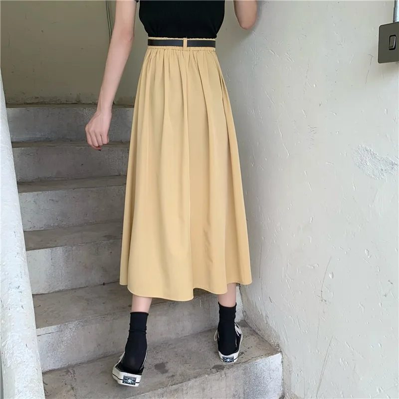 Длинные юбки для женщин весна 2021 новый корейский дизайн облегающая юбка трапеция