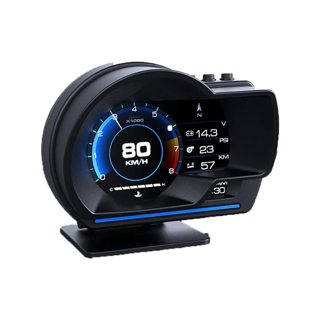 

HUD Head-up Displayer OBD+GPS LCD Smart Car HUD Gauge Digital Odometer Security Alarm Water&Oil temp RPM Digital Speedometer