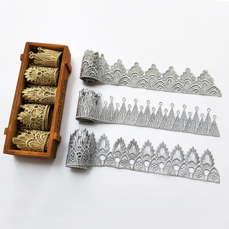 Кружевная ткань украшение золотые водорастворимые кружевные аксессуары вышивка