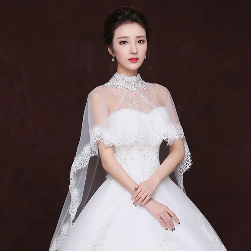 Свадебная накидка белое длинное свадебное платье-болеро платье невесты