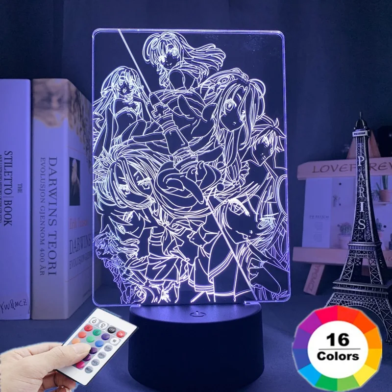 

3d-лампа в стиле аниме «Нет игры», светильник без жизни для детской спальни, Декор, светильник, подарок на день рождения, манга, гаджет, нет игр...