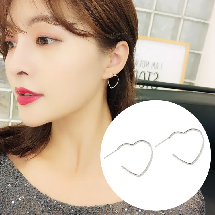 Европейские и американские открытые серьги-гвоздики из нержавеющей стали с