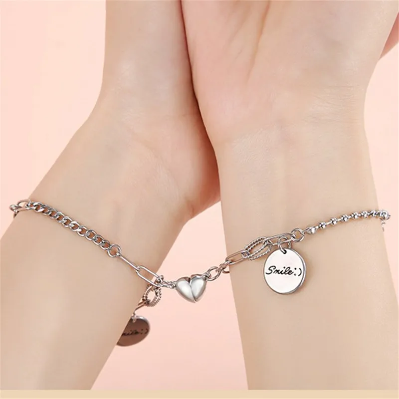 

2 шт./компл. сталь Парные браслеты для любителей расстояние магнит пара браслет для мужчин и женщин с плетеными нитями дружбы ювелирное изде...