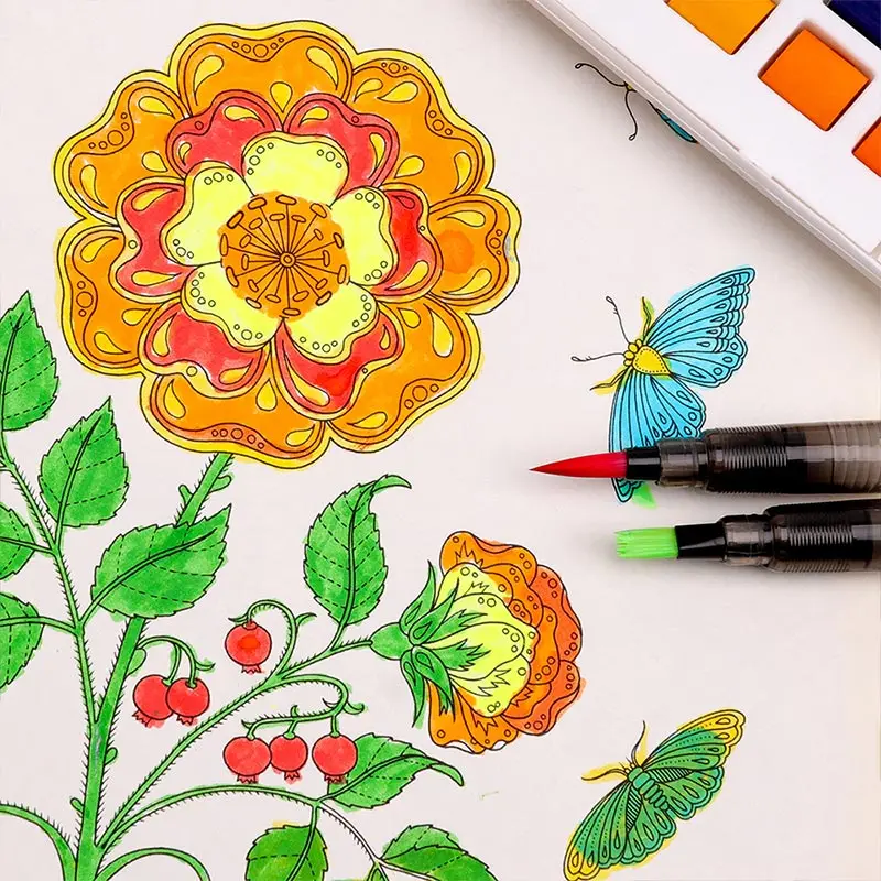 48 цветов пигмент одноцветные краски для воды набор с акварелью портативная кисть