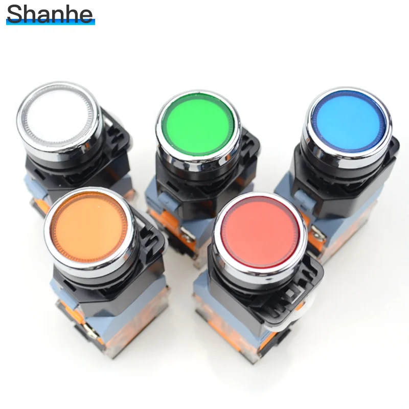С Светодиодный индикатор светильник 22 мм кнопочный переключатель 12V 24V 220V