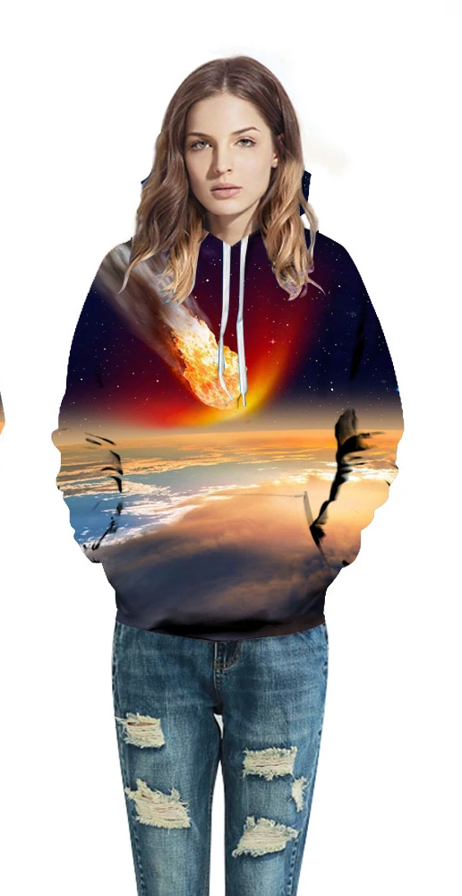 

2021 European and American Couple 3D Digital Printing Fashion Casual Hooded Baseball Uniform Autumn and Winter Jacket