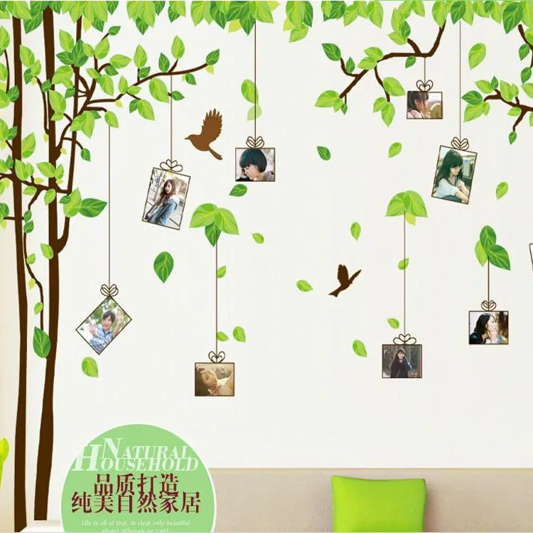 DIY Наклейка на стену дерево ветви птицы фоторамка наклейка для детской спальни