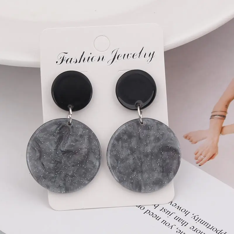 Женские винтажные серьги подвески черные акриловые леопардовые висячие с