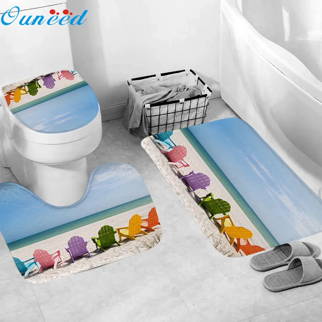 Ouneed 3 шт./компл. не скользящая пляжная КИТ лес с рисунком Тигр Ванная комната Ванна