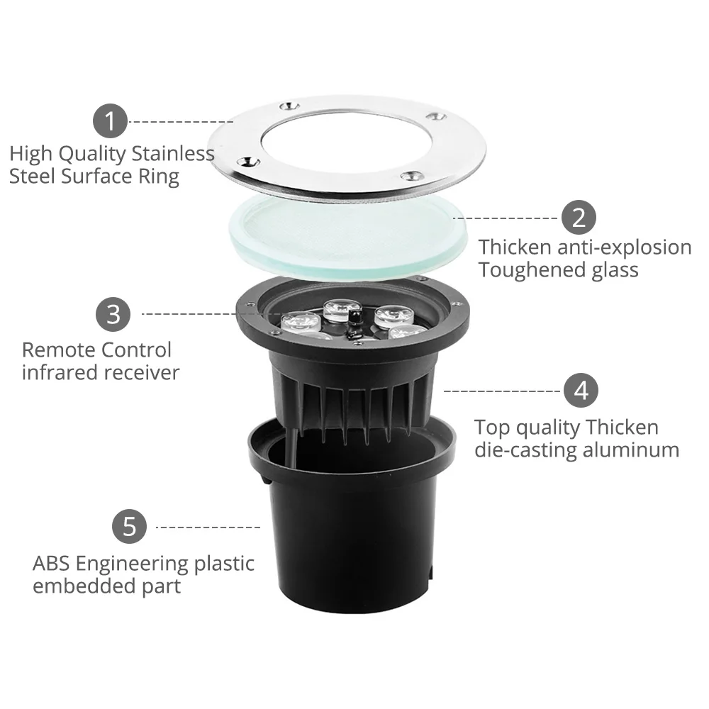 RGB напольный светильник с дистанционным управлением 12V 85-265V 3W 6W 9W 12W 15W 18W 24W 36W