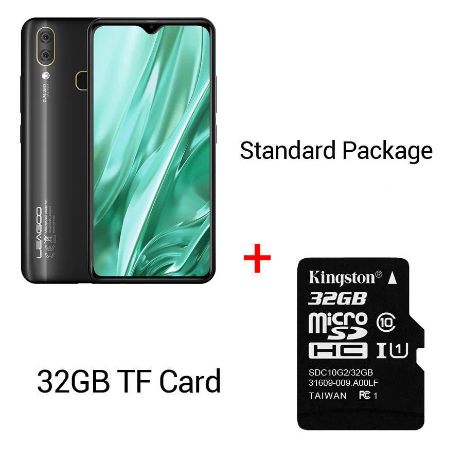 Black N 32GB Card LEAGOO S11, 4 ГБ, 64 ГБ, Android 9,0, 6,3 дюйма, дисплей в виде капли воды, смартфон Helio P22, четыре ядра, 13 МП, двойная камера, отпечаток пальца, мобильный телефон - Цвет: Black N 32GB Card
