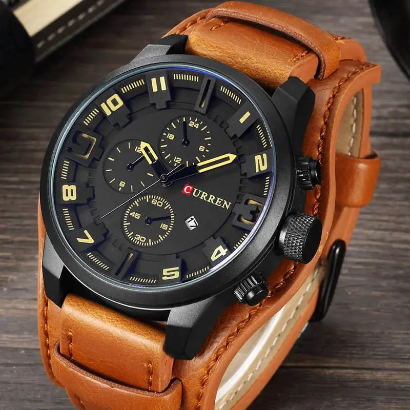 Часы наручные CURREN Мужские кварцевые брендовые Роскошные спортивные в стиле