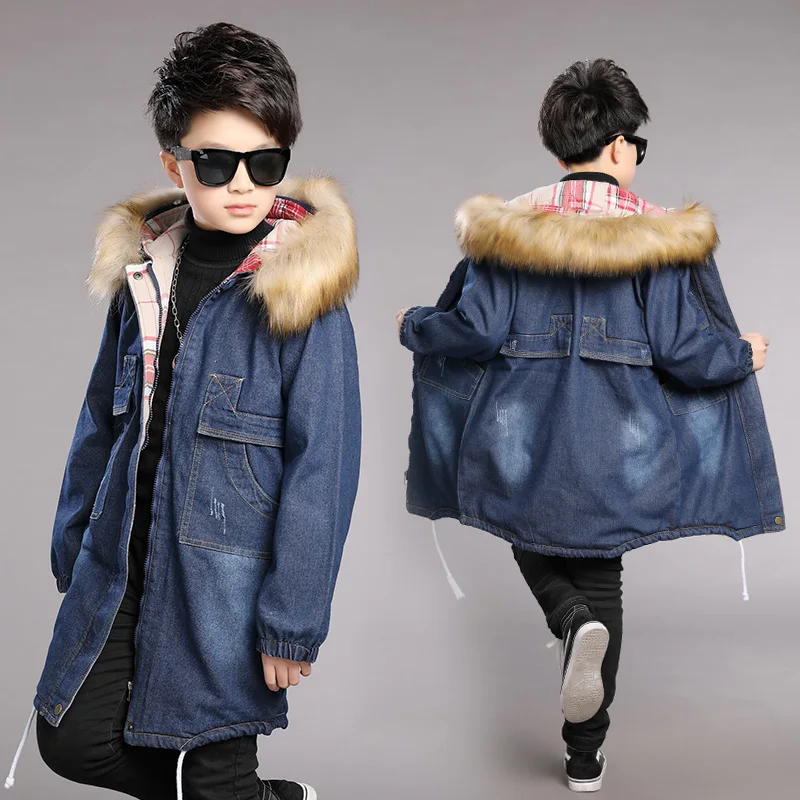От 6 до 15 лет куртка для маленьких мальчиков зимние куртки малышей джинсовое