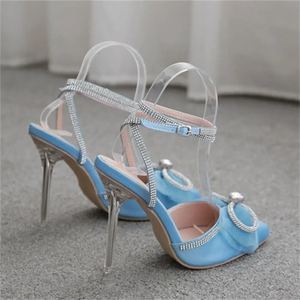 

Сандалии стразы женские с бантом, босоножки с острым носком, прозрачные туфли на тонком высоком каблуке, офисная обувь для женщин, современн...