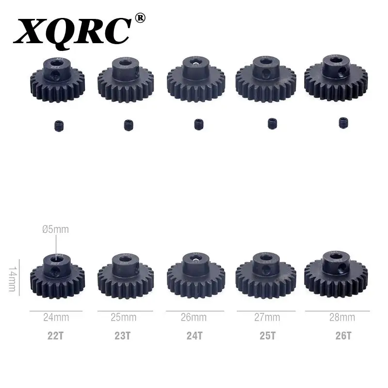 Engranaje de Motor de pi&ntilde;&oacute;n de metal de acero negro para 1/10 Rc M1, 5mm, 11T, 12T, 14T, 15T, 17t, 18t, 20T, 21t, 22T, 24T, 25T, 26T, 28T, 30T modelo de Motor de coche-3