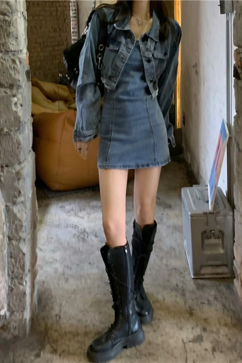 Модный женский ковбойский костюм для девушек Новинка весна-осень 2021 короткое