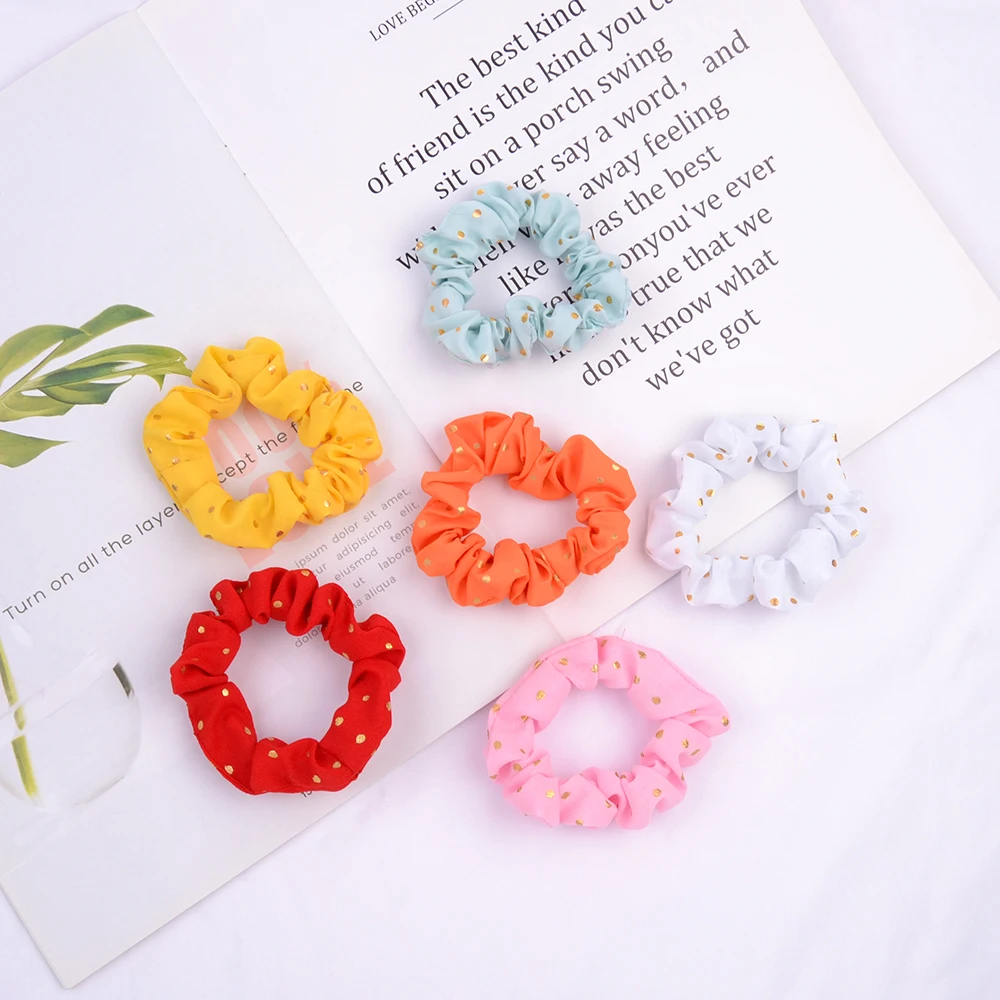 Резинка для волос в горошек Женская золотистая эластичная резинка хвоста 3 2