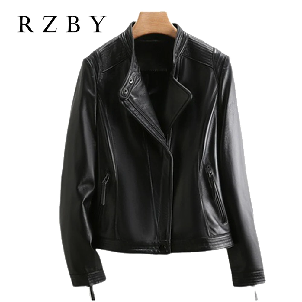 100% Natural Sheepskin Black Women Jacket Geniune Leather  Leisure Real Suede Fashion Female Zipper Coat Autumn 2023 RZBY697