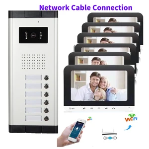 100m wired network cable app unlock video intercom 7 inch monitor wifi video door phone visual doorbell speaker intercom system free global shipping