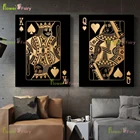 Желтая Картина на холсте с изображением королевы и короля покера, Постер в скандинавском стиле, настенные картины для гостиной, домашний декор без рамки