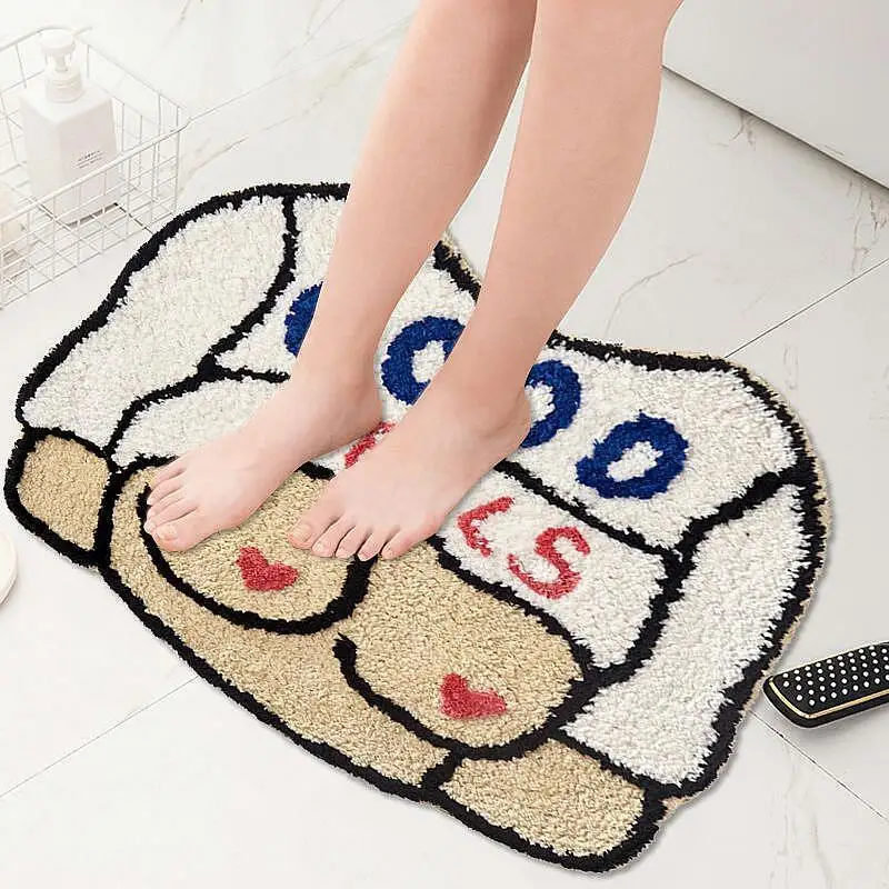 

Fluffy Bathmat Funny Letters Bathroom Rug Bath Tub Side Carpet Function Entrance Mats Floor Mat Anti Slip Rugs Home Decor