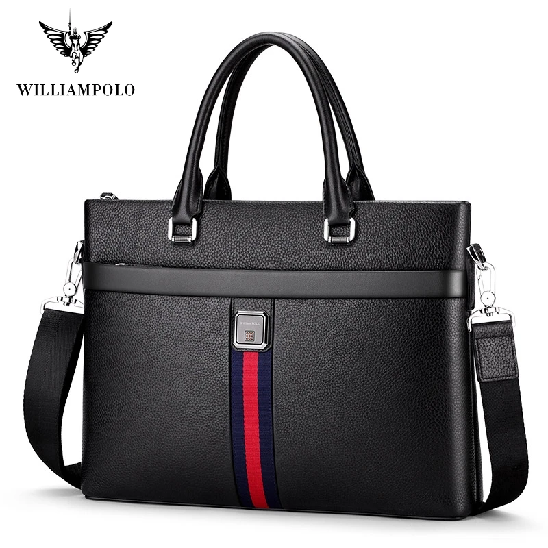 

Willioampolo Top Sell Fashion Simple Famous Brand Business Men Briefcase Bag Leather Laptop Bag Casual Shoulder bags 193038