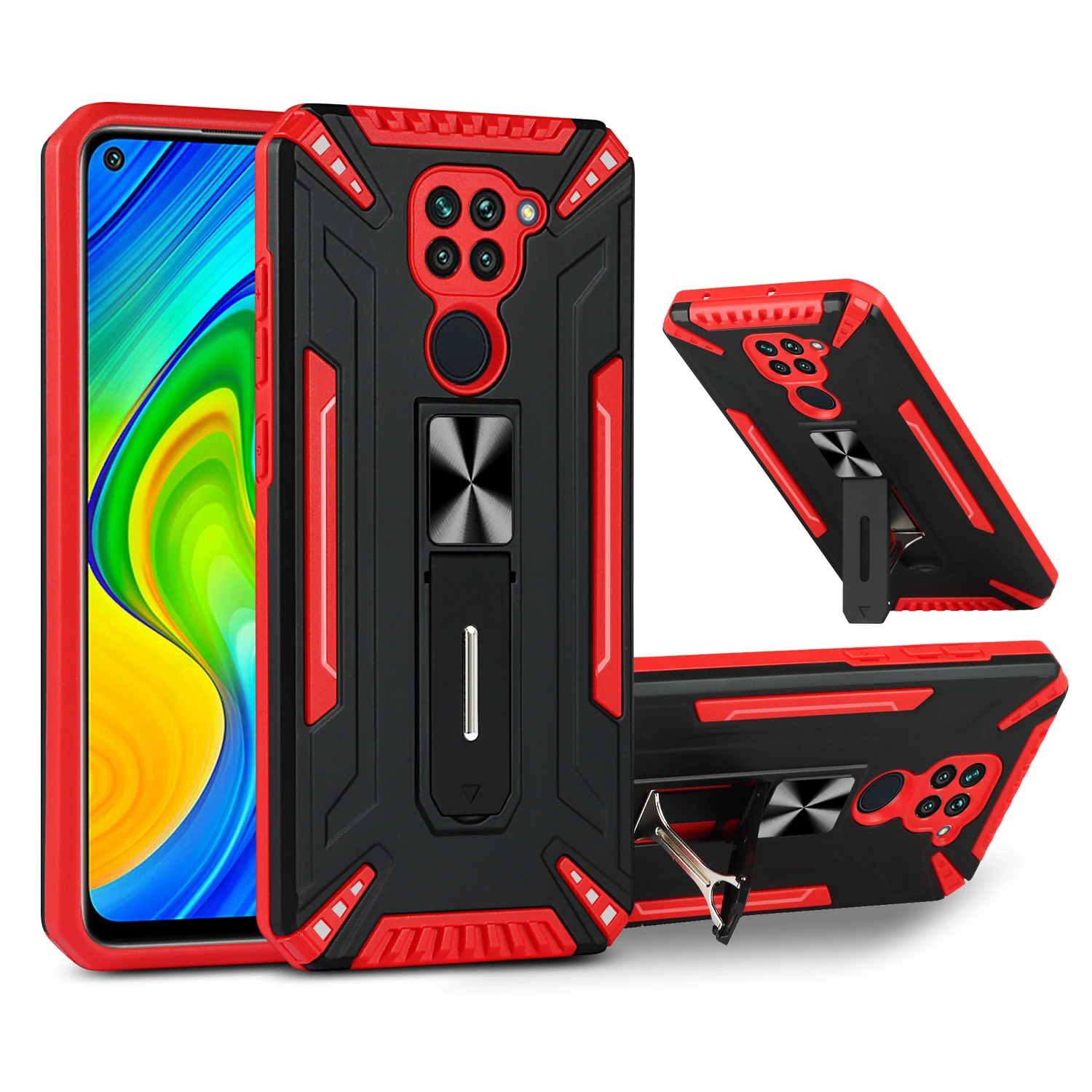 

Phone Case For Xiaomi Redmi Note 9S 9T 9 Pro Max Luxury Shockproof Anti-fall Protection Magnetic Armor invisible stent PC Cover