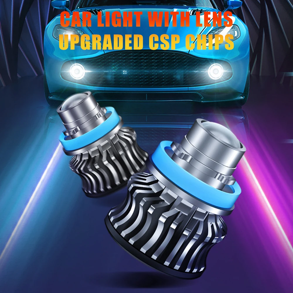 Edark LED Project Headlight Bulb Projector Lens Devil H8 H9 H11 9005/HB3 9006/HB4 H7 6000K White 3000K Amber Yellow 8000K Blue | Автомобили