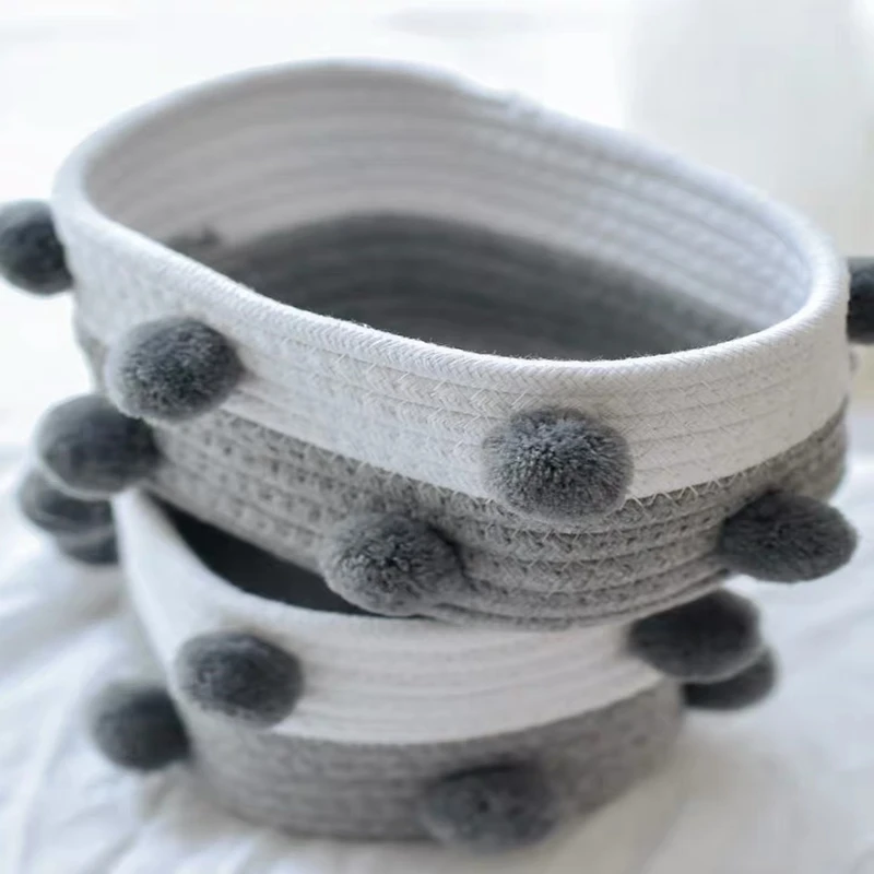 Pink receive basket cotton thread ball Nordic sitting room decorates sundry cosmetics to store indoor household articles | Дом и сад