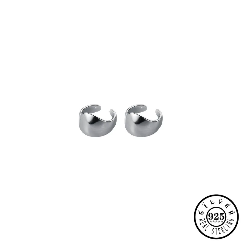 

925 Sterling Silver Geometric Shape Ear Cuffs Cartilage Gold Color Plated Kpop Clip Earrings Without Piercing for Women Lady