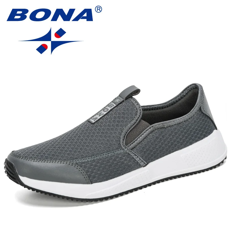 BONA 2020 New Designers Air Mesh Men Casual Shoes Slip On Leisure Man Outdoor Sneakers Tenis Masculino Adulto Comfortable | Обувь