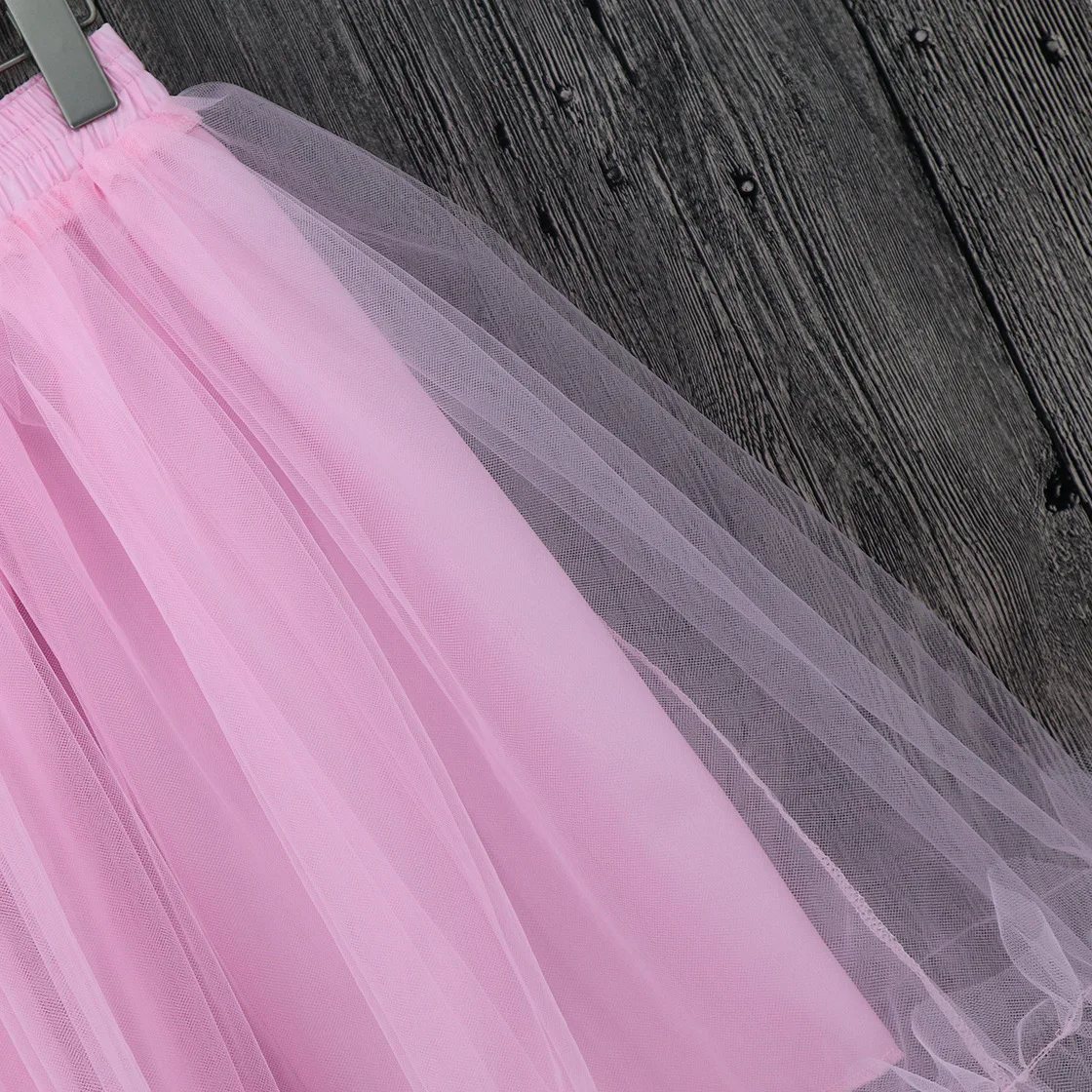 Женская фатиновая юбка пачка с завышенной талией розовая до колен большие