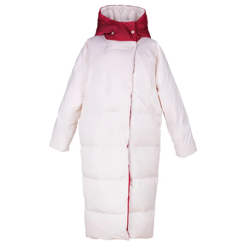 

2019 thick winter fashion female down jacket long wear on both sides temperament cotton pure color warm loose student overcoat