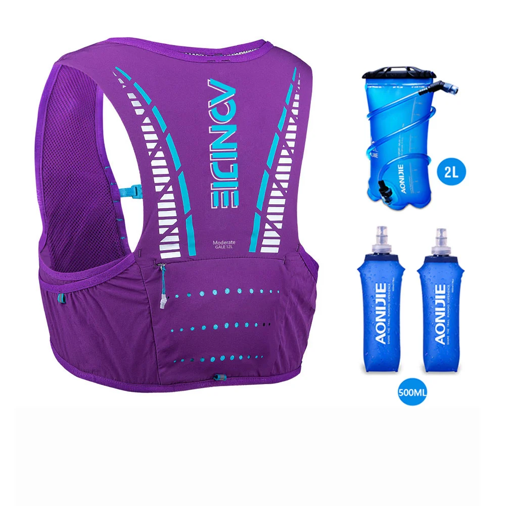 Фиолетовый спортивный рюкзак AONIJIE C933, улучшенный рюкзак на 5 л, Сумка с гидратацией, жилет, ремни для марафона, кемпинга, бега