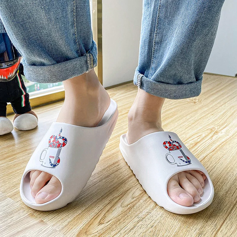

Non-slip Men Brand High Quality Casual Shoes Outdoor Sandals Men's Slippers Home For Breathable Printing Soft Thick Bottom