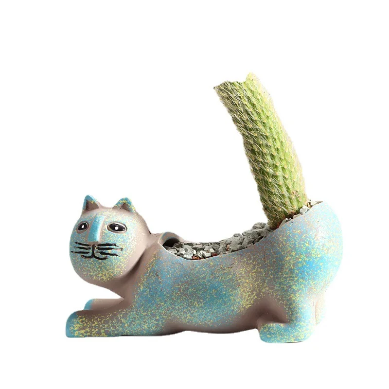 

Цветочный горшок с милым котом и хвостом, керамический креативный индивидуальный простой горшок для суккулентов, обезьяны, хвоста, кактуса,...