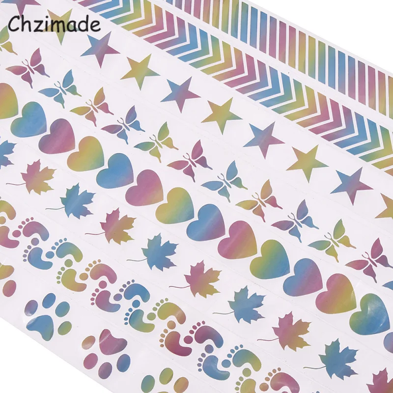 Chzimade 1M x 3 см красочный пластиковый квадратный след Светоотражающие Стикеры ленты