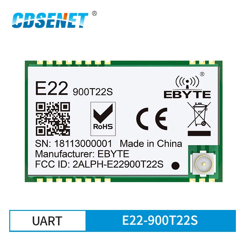SX1262 UART 868 МГц 915 МГц E22-900T22S LoRa сеть Рабочая RSSI беспроводной приемопередатчик 22dBm SMD IPEX отверстие для штампа TCXO РЧ модуль