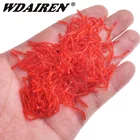 50 или 200 шт. Реалистичная красная искусственная силиконовая приманка для зимней рыбалки в виде дождевого червя, рыбы, креветки, Присадка Для окуня и карпа