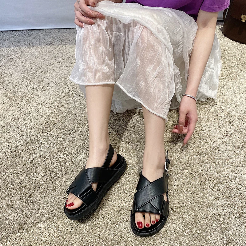 

2021 Sandals Comfort Shoes for Women Clogs Wedge All-Match Summer Heels Suit Female Beige New Fashion Beach Platform Thick Girls