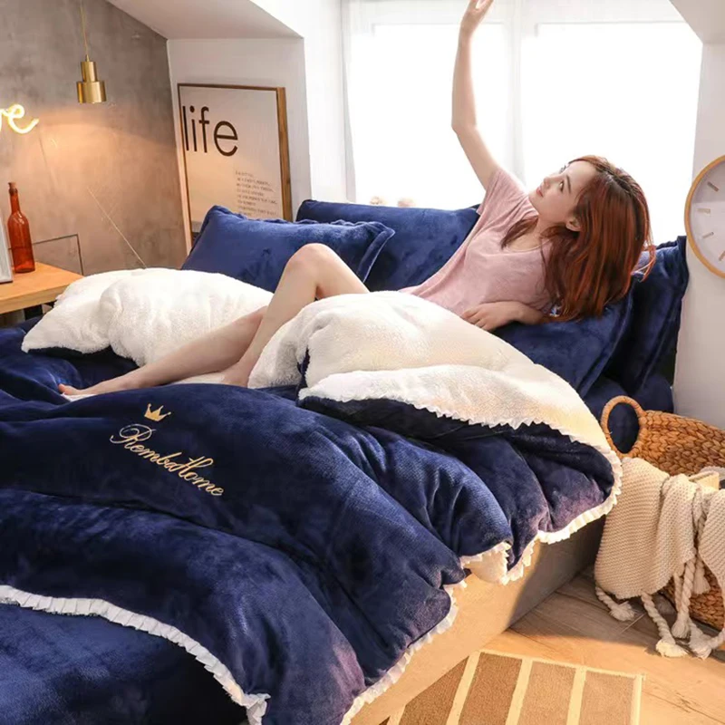 

JUSTCHIC Комплект постельного белья из фланели, флиса и Бербера, 4 шт./компл.