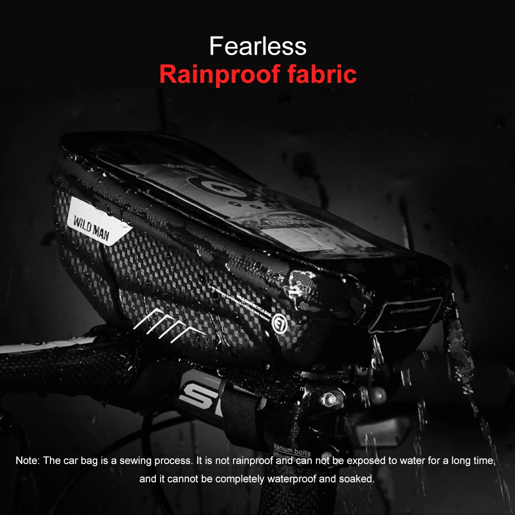 

WILD MAN Rainproof Bicycle Bag Frame Front Top Tube Cycling Bag Reflective 6.5in Phone Case Touchscreen Bag MTB Bike Accessories
