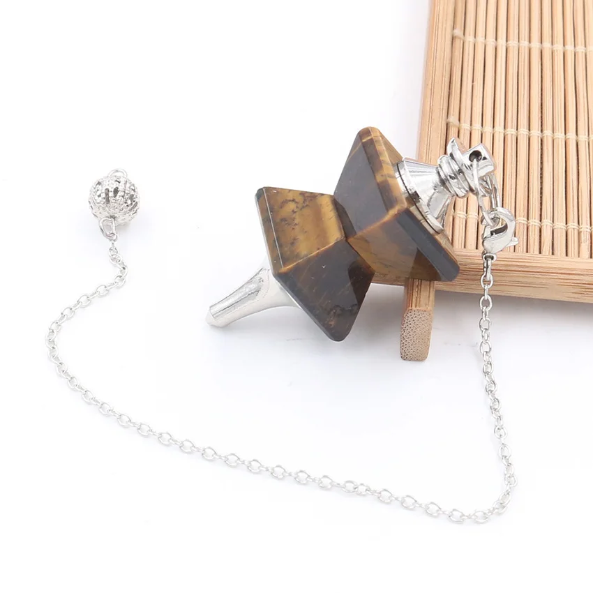 Посеребренный геометрический камень FYSL в форме Тигрового Глаза подвеска Маятник