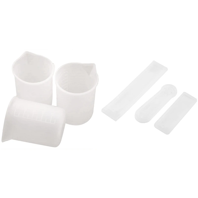 

3 Pcs Diy Bookmark Mould Making Jewelry Transparent Mold & 3 Pcs Silicone Measuring Cup Glue Tools Cup 100Ml