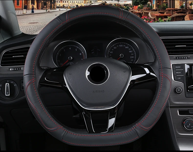D форма из натуральной кожи чехол на руль из натуральной воловьей кожи прочный нескользящий для Suzuki Swift Nissan Renault Volkswagen Golf, Volkswagen Polo