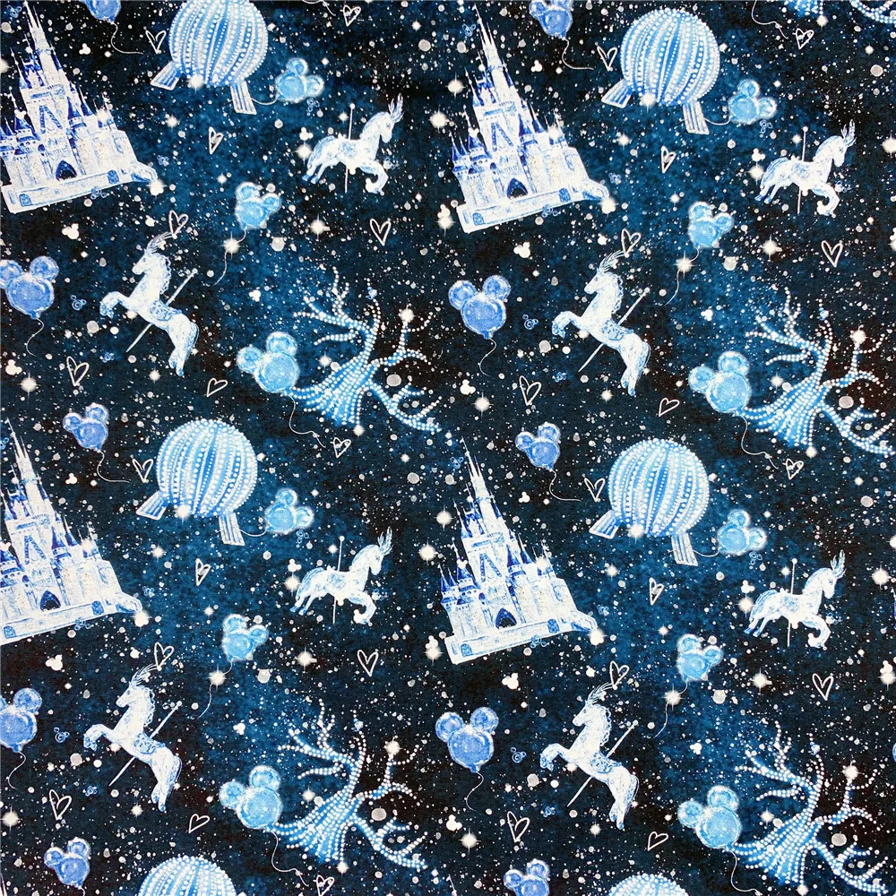 Мультяшная блестящая карусель замка принцессы хлопчатобумажная ткань сделай