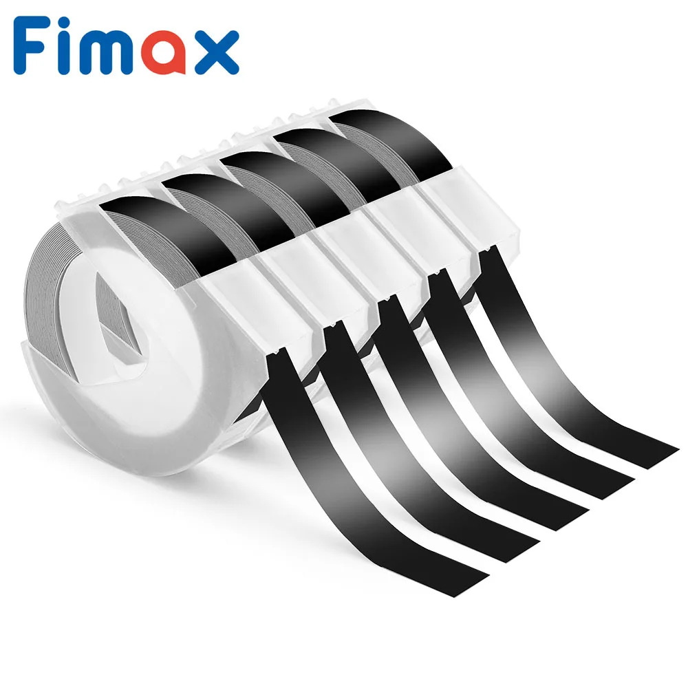 5 шт. 3D этикетки для тиснения Dymo 520109 дюйма S0847730 9 мм * 3 м белая на черной