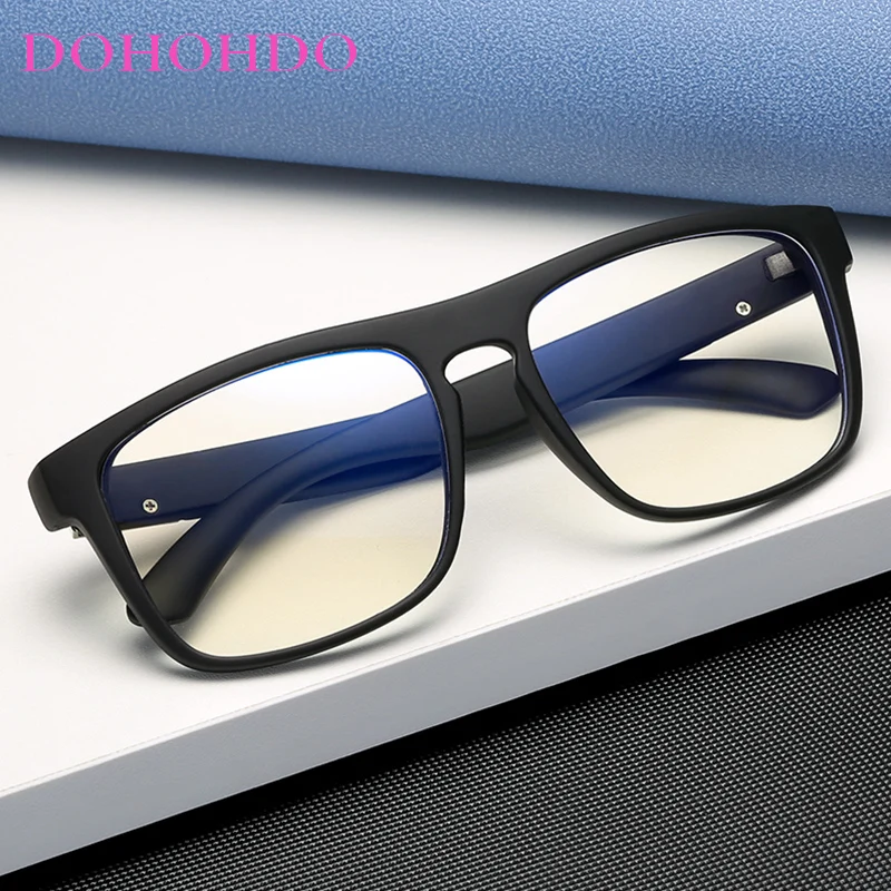 

DOHOHDO Matte Black Anti Blue Light Gamming Glasses Frame Square Men 2022 Trend Blocking Ray Office Computer Unisex Eyeglasses